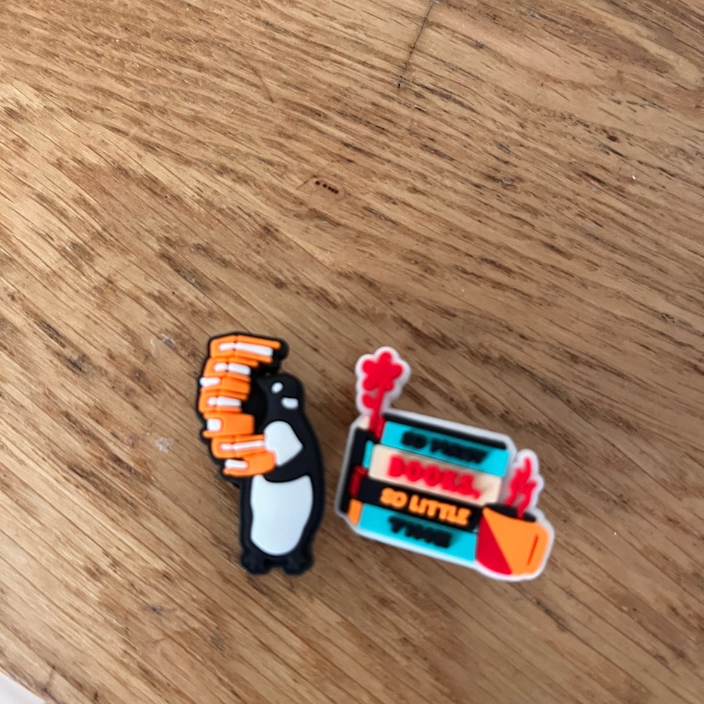 Penguin and Book Themed Croc Jibbitz